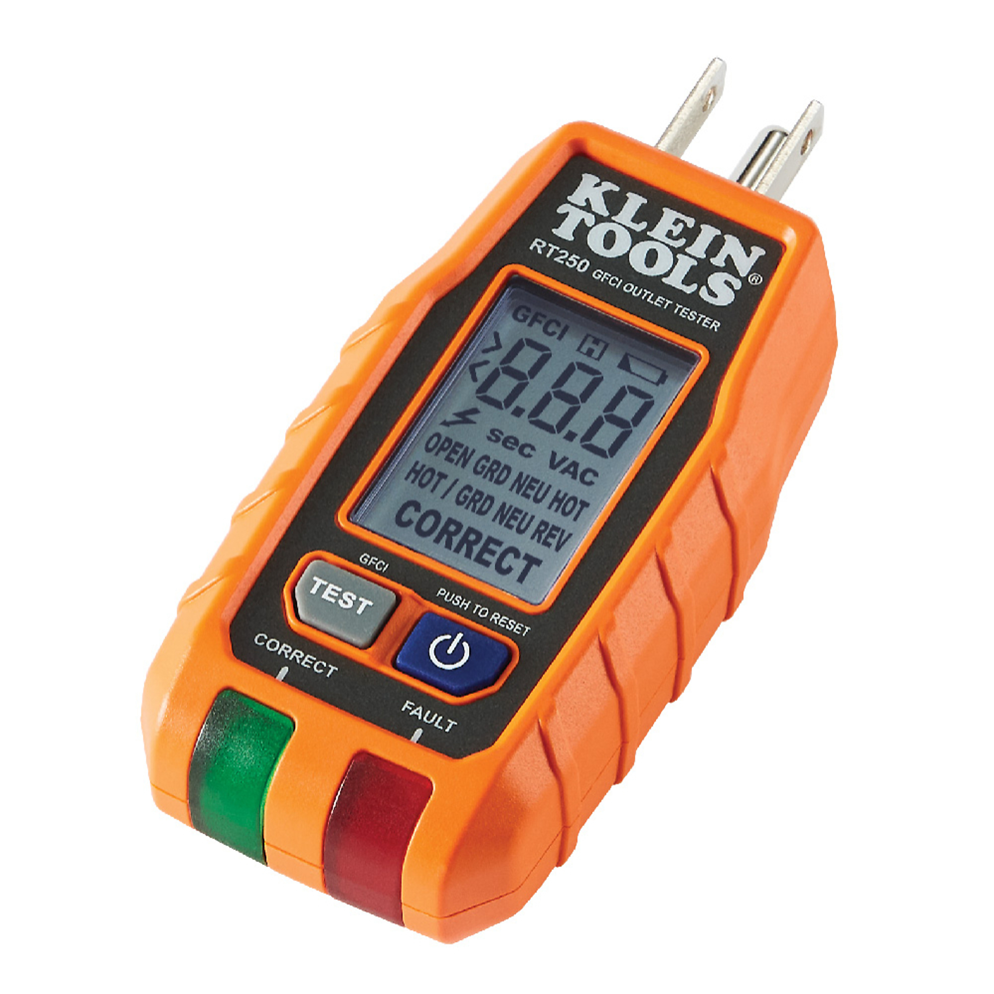Klein Tools, GFCI Receptacle Tester with LCD, Model# RT250